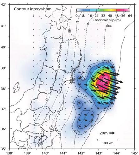 The 2011 Tohoku earthquake: Coseismic slip distribution model, from [17].
